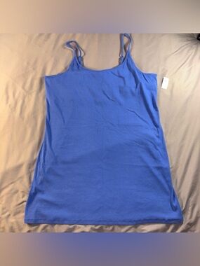 Old Navy Women's Blue Ribbed Tennis Dress Cotton Spandex Shelf Bra Summer Sz 4X